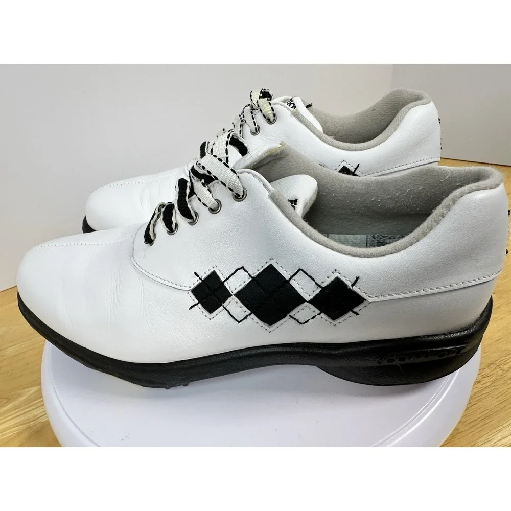 FootJoy Womens 8.5M Ecomfort Golf Spikes Sneakers 98522 White Outer Black Argile